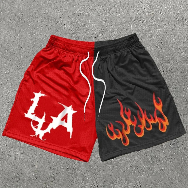 Y2K Graphic Gym Shorts for Men