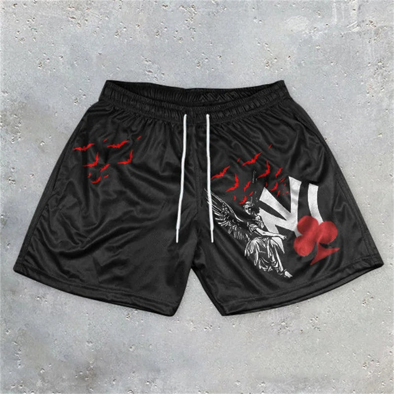 Y2K Graphic Gym Shorts for Men