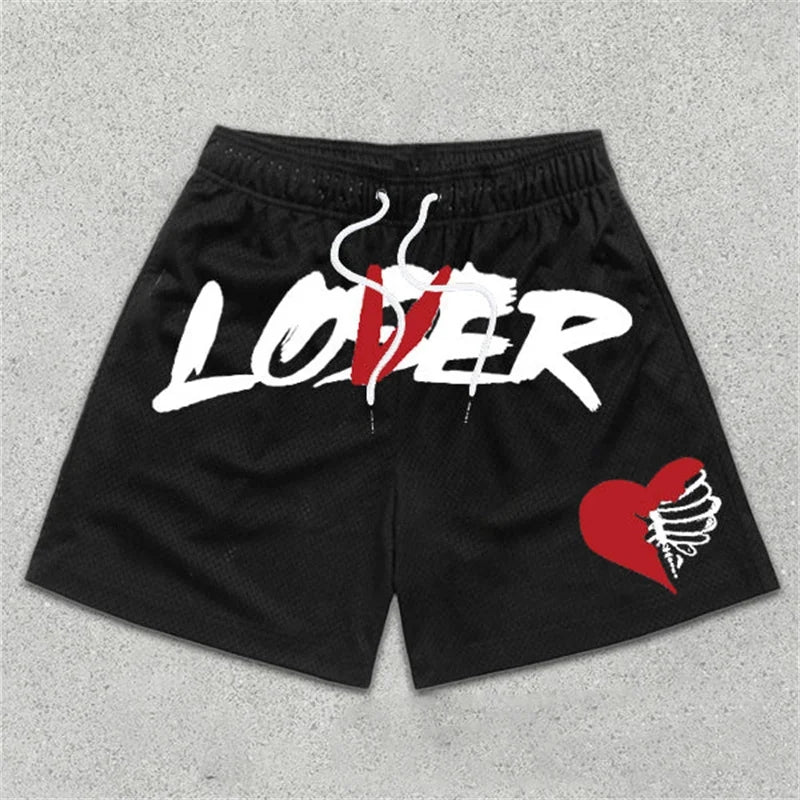 Y2K Graphic Gym Shorts for Men